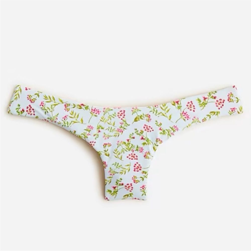 J.Crew - NWT - Curved-waist cheeky bikini bottom in cloud meadow floral - L